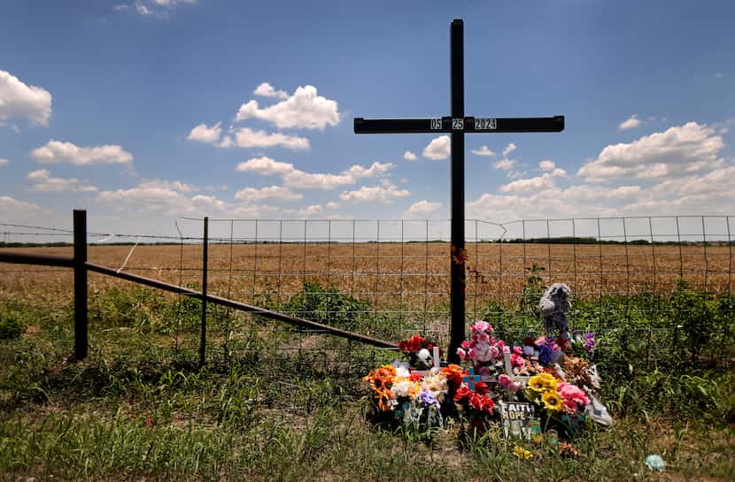 A memorial to those lost in the deadly tornado south of Valley View was erected along FM 248...