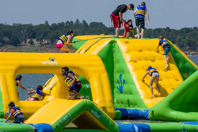The self-proclaimed "largest floating water park in Texas" will be open until Sept. 3. 