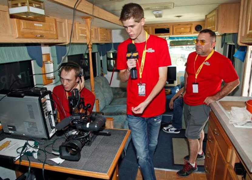 From left: Fireball Run live stream director Jerry Gray (left) of Longmont, Colo.; Director...