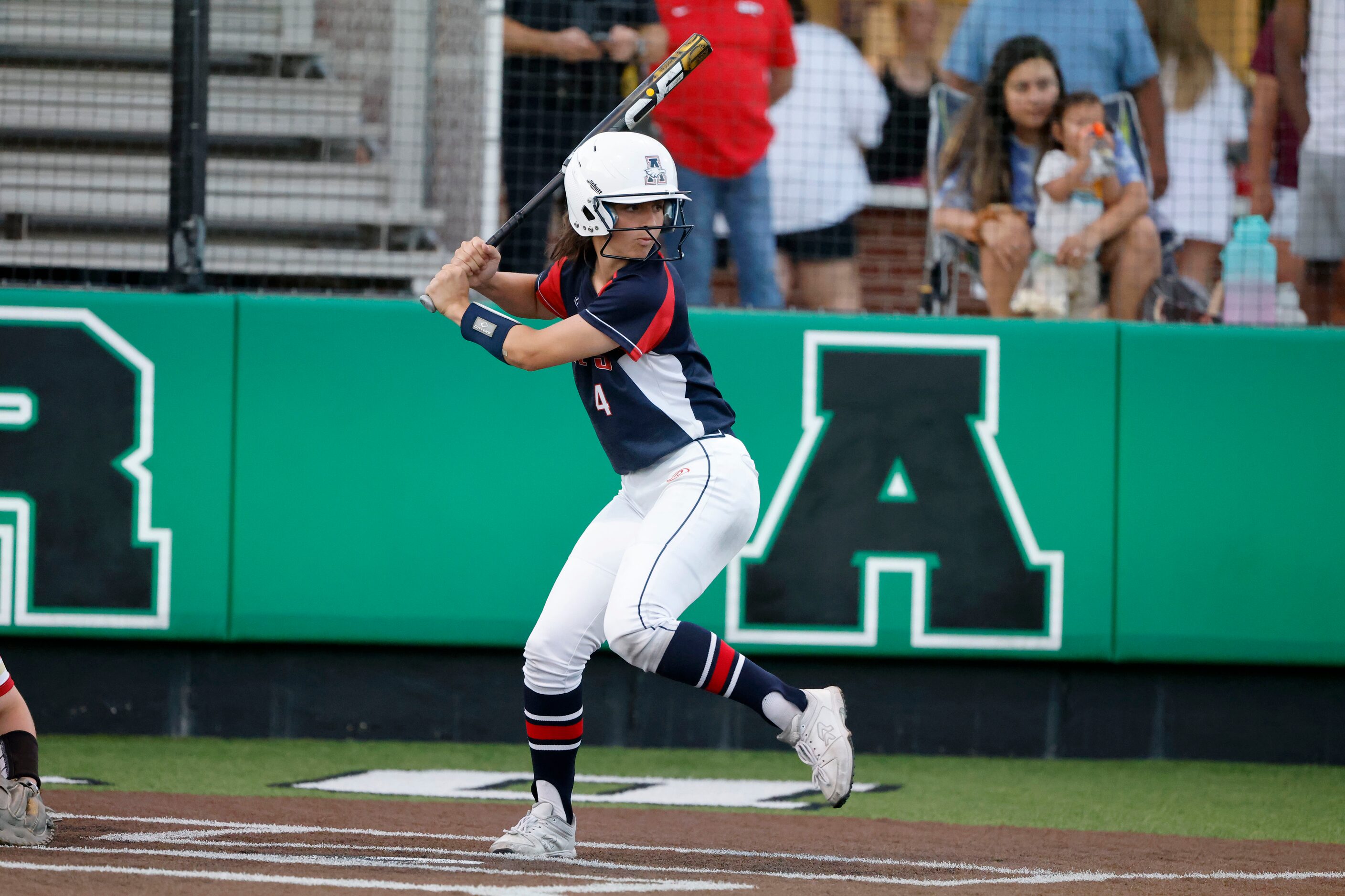 Allen’s Sami Hood (4) bats against South Grand Prairie during the fifth inning of the Class...