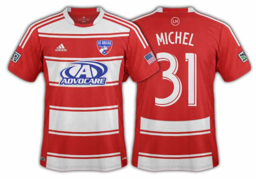 2012-13 FC Dallas red and white hoops with a thin accent stripe primary.
