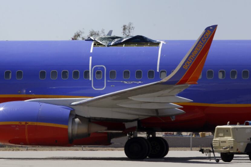 On April 1, a 5-foot-long hole caused this Southwest jet to lose cabin pressure and make an...
