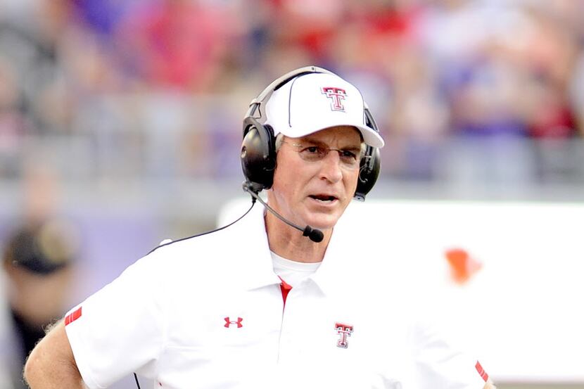 Texas Tech head coach Tommy Tuberville during a college football game against TCU, Saturday,...