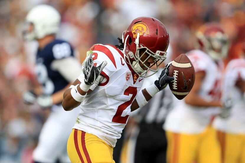 PASADENA, CA - JANUARY 02:  Defensive back Adoree' Jackson #2 of the USC Trojans reacts...