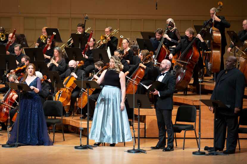 Soloists (from left) Sarah Tucker (soprano), Catherine Martin (mezzo-soprano), Vale Rideout...