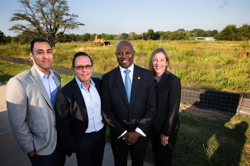 From left: Camden Homes partners Cyrus Zadeh and Simmie Cooper, Dallas City Council member...