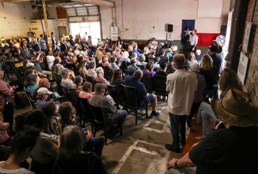 Beto O'Rourke spoke to a crowd on Thursday, April 21, 2022, at 903 Brewers in Sherman. The...