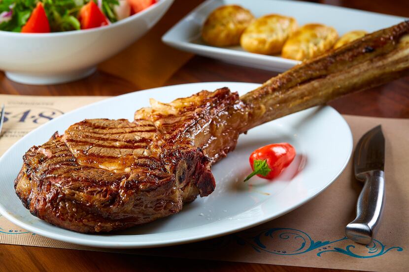 The tomahawk steak at Corrientes 348 in Dallas is a hefty portion. 