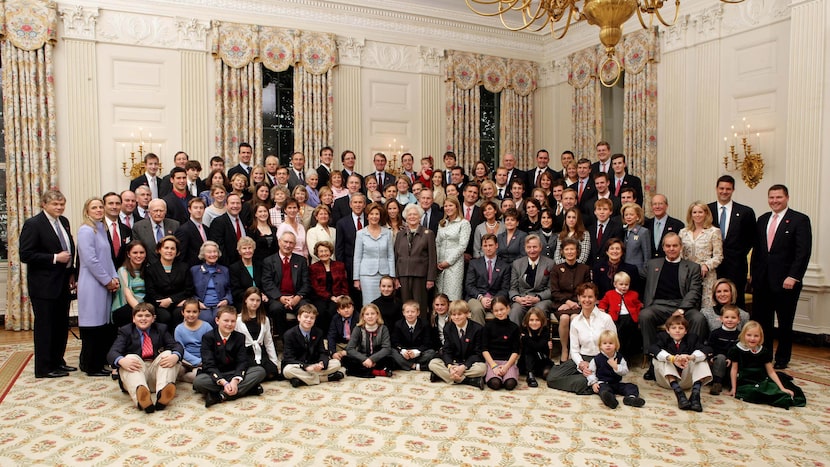 2005: President George W. Bush, Laura Bush, former President George H. W. Bush, and former...