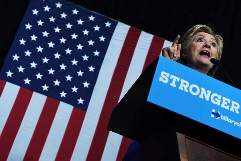US Democratic presidential nominee Hillary Clinton speaks at a Community in Unity rally in...