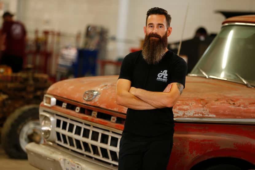 Aaron Kaufman poses for a portrait in his new shop, ArcLight Fabrication, which restores...