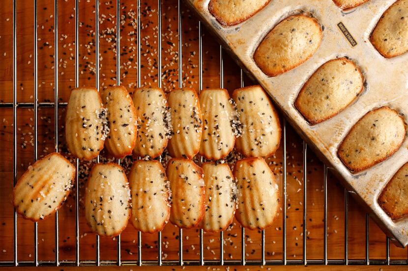Tuxedo sesame seed madeleines with five-spice powder