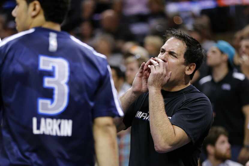Dallas Mavericks owner Mark Cuban disagrees with the official about forward Jae Crowder's...