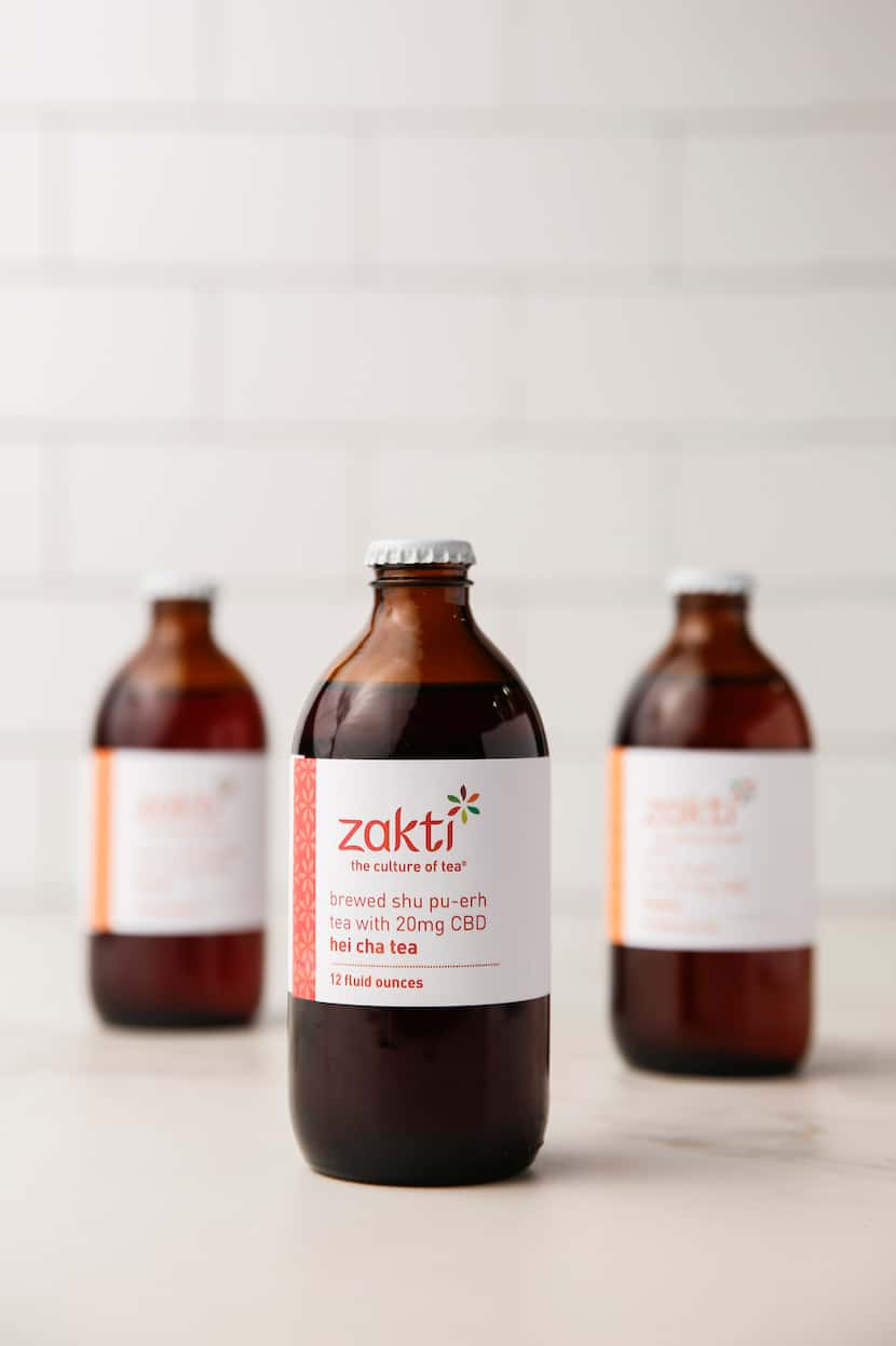 CBD-infused tea from Zakti comes in six varieties. (Ryan Michalesko/The Dallas Morning News)