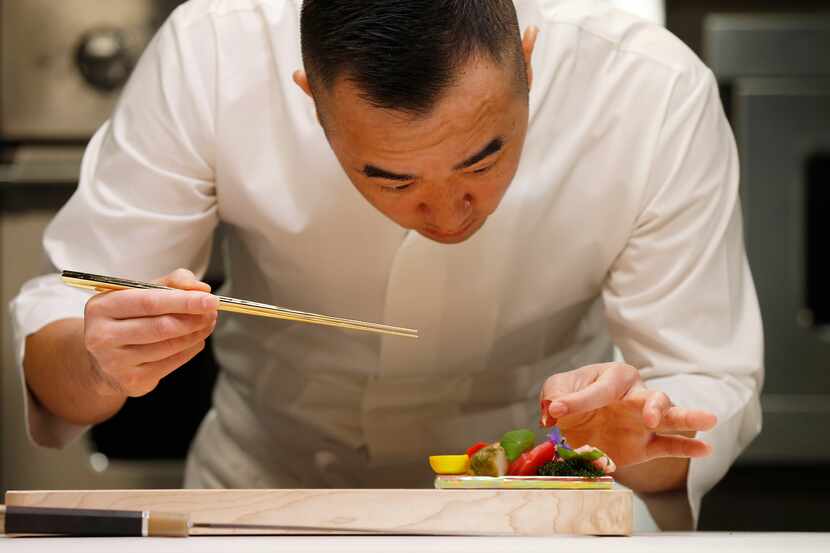Chef Jimmy Park plates a colorful sashimi dish in 2020, just before opening Shoyo on...