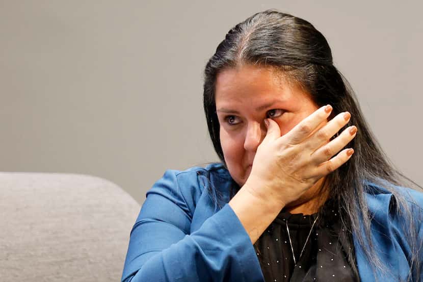 Gloria Cazares, mother of Uvalde shooting victim Jackie Cazares, speaks during a panel...
