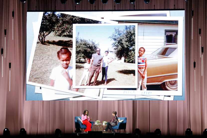 Former first lady Michelle Obama shared stories of her childhood in Chicago during her...