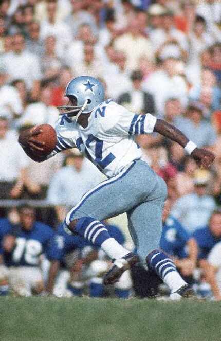 The Cowboys' Bob Hayes in action against the New York Giants in September 1966 at the Cotton...