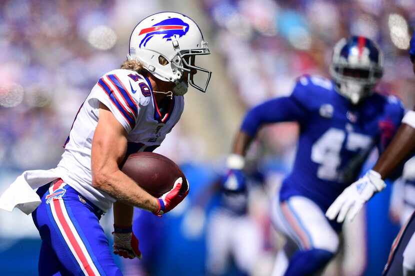 EAST RUTHERFORD, N.J. - SEPT. 15: Cole Beasley #10 of the Buffalo Bills runs the ball during...