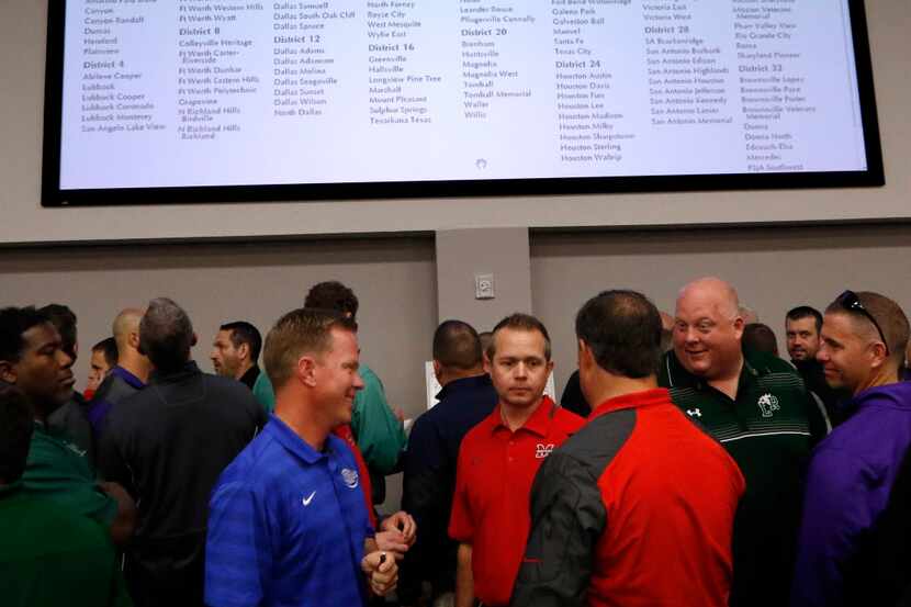 Dallas-area football coaches and athletic directors gathered to view the new UIL realignment...
