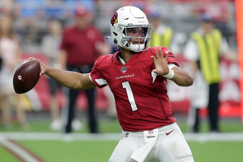 Arizona Cardinals quarterback Kyler Murray throws during the second half of an NFL football...