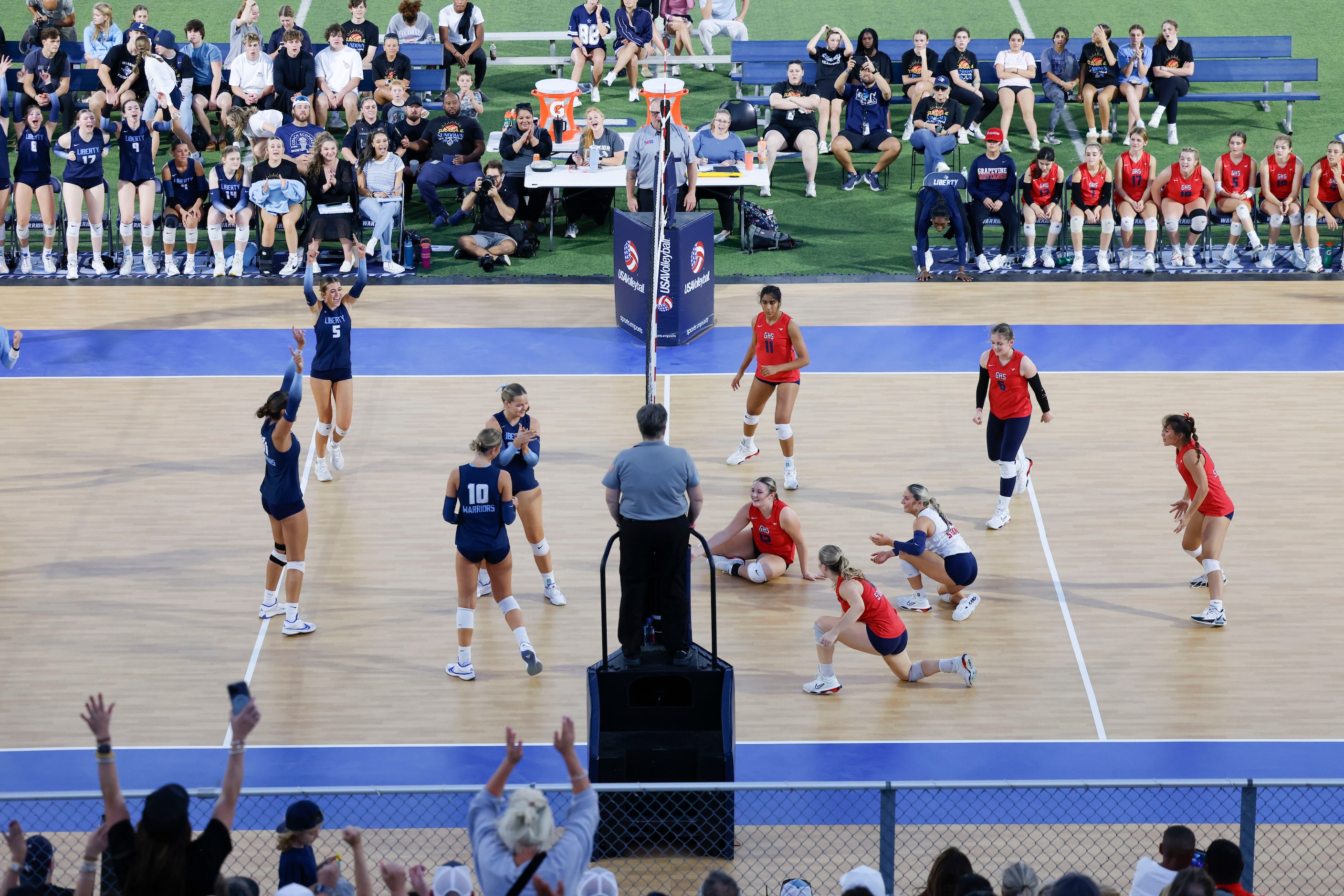  Liberty Christian School takes on Grapevine High School during an outdoor volleyball game,...