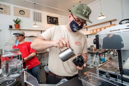 Noah Irby, right, and Trevin Willison opened Wayward Coffee on West Davis Street in Oak Cliff.