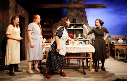 Marcia Carroll (Kate Mundy), far right, speaks with Lorna Woodford (Agnes Mundy) during a...