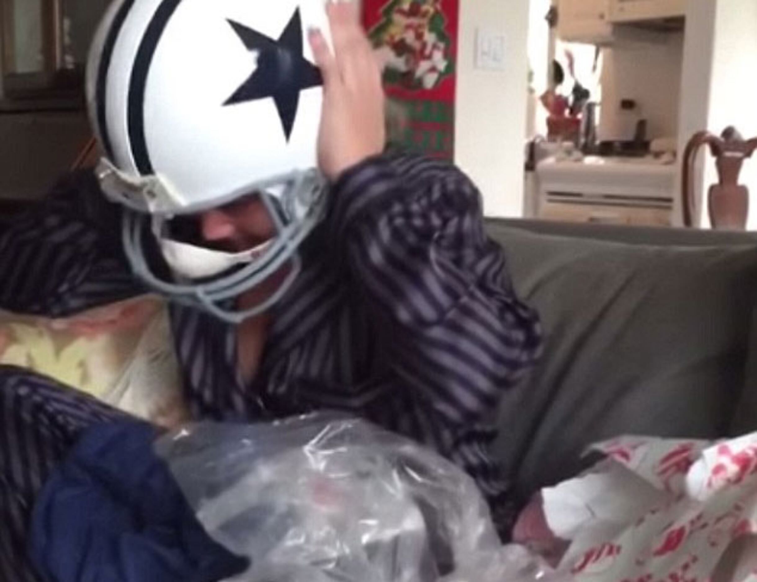 See what happens after fan receives Tony Romo-autographed helmet for  birthday