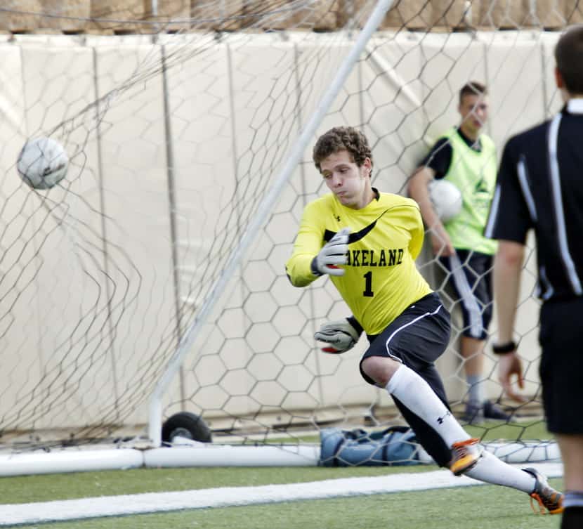 Frisco Wakeland goalie Same Whaley (1) misses the ball during a shoot out with Trophy Club...