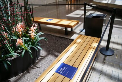 Benches were marked off limits to promote social distancing at NorthPark Center in Dallas. 