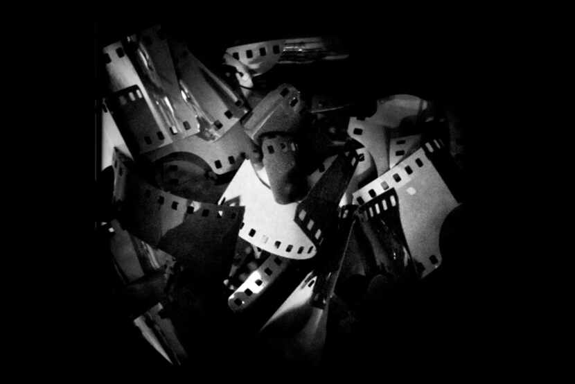 A box of film snips is kept for silver reclamation.