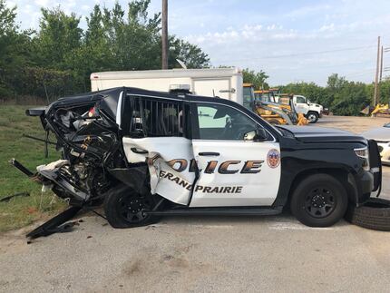 A driver slammed into the rear of a Grand Prairie Police Department SUV on July 22.