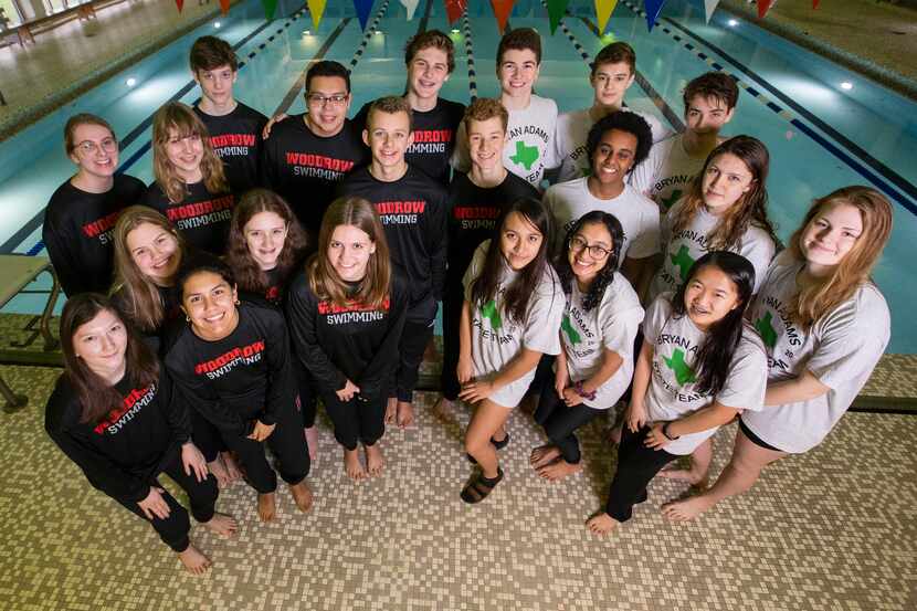 Swimmers from Woodrow Wilson and Bryan Adams High School who qualified for this weekend's...