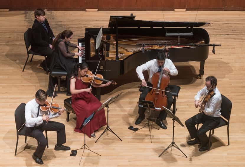 Pianist Simone Dinnerstein performed Monday at SMU's Caruth Auditorium with members of the...