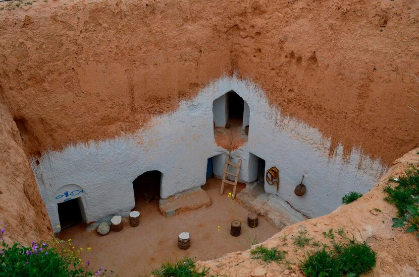 A traditional underground Berber home that's been turned into a museum. The home is near...