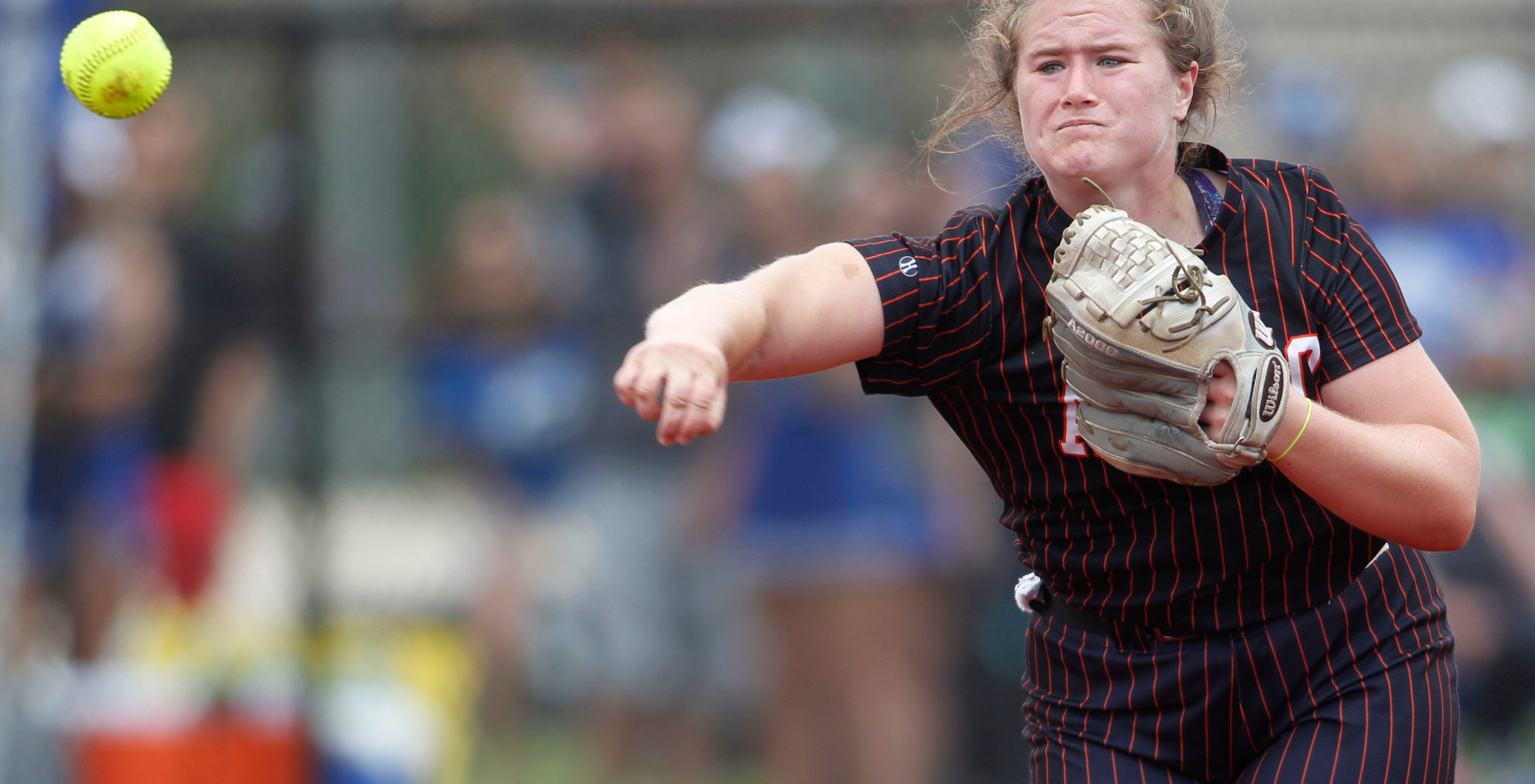 Aledo third baseman Madysen Buntwell (18) fires to first base to retire a batter after...