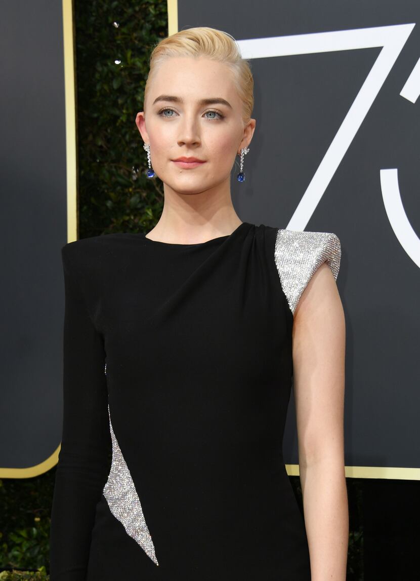Saoirse Ronan arrives for the 75th Golden Globe Awards on January 7, 2018, in Beverly Hills,...