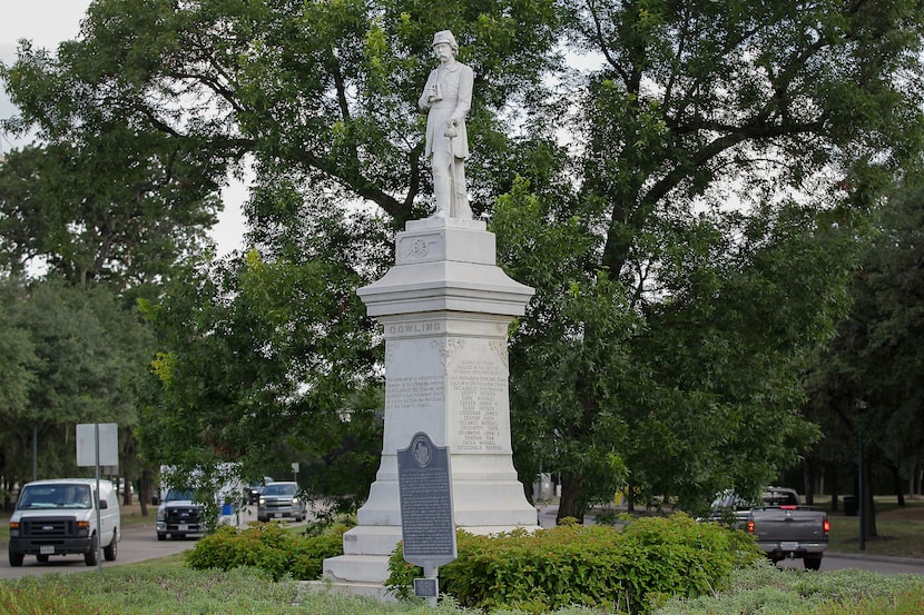 The Richard Dowling statue is shown near the entrance to Hermann Park Monday, Aug. 21, 2017,...