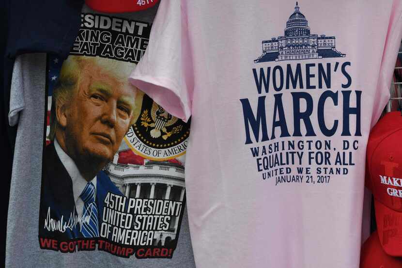 President-elect Donald Trump merchandise on sale outside the White House in Washington, DC,...