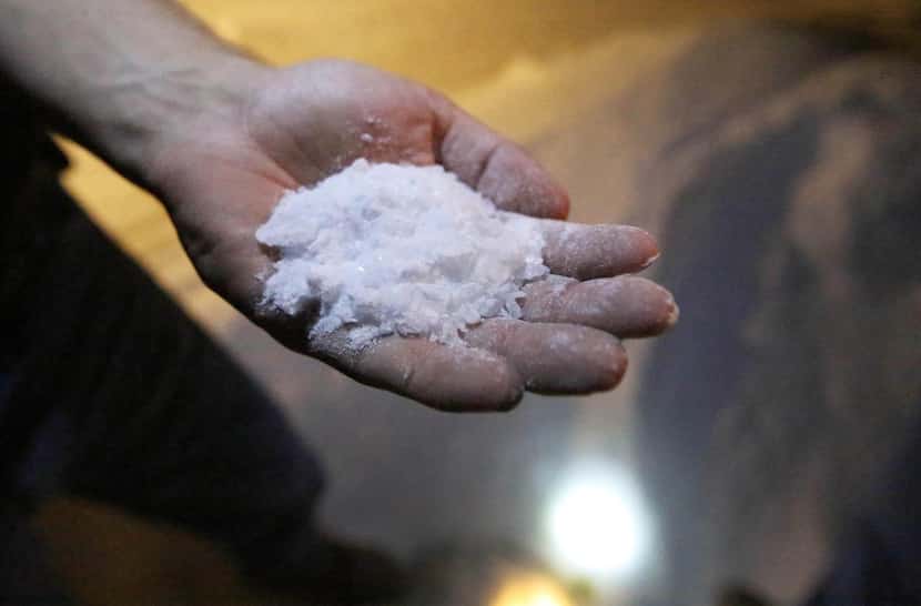 
The salt dust produced in the Morton Salt Mine is so fine it feels like baking owder in the...