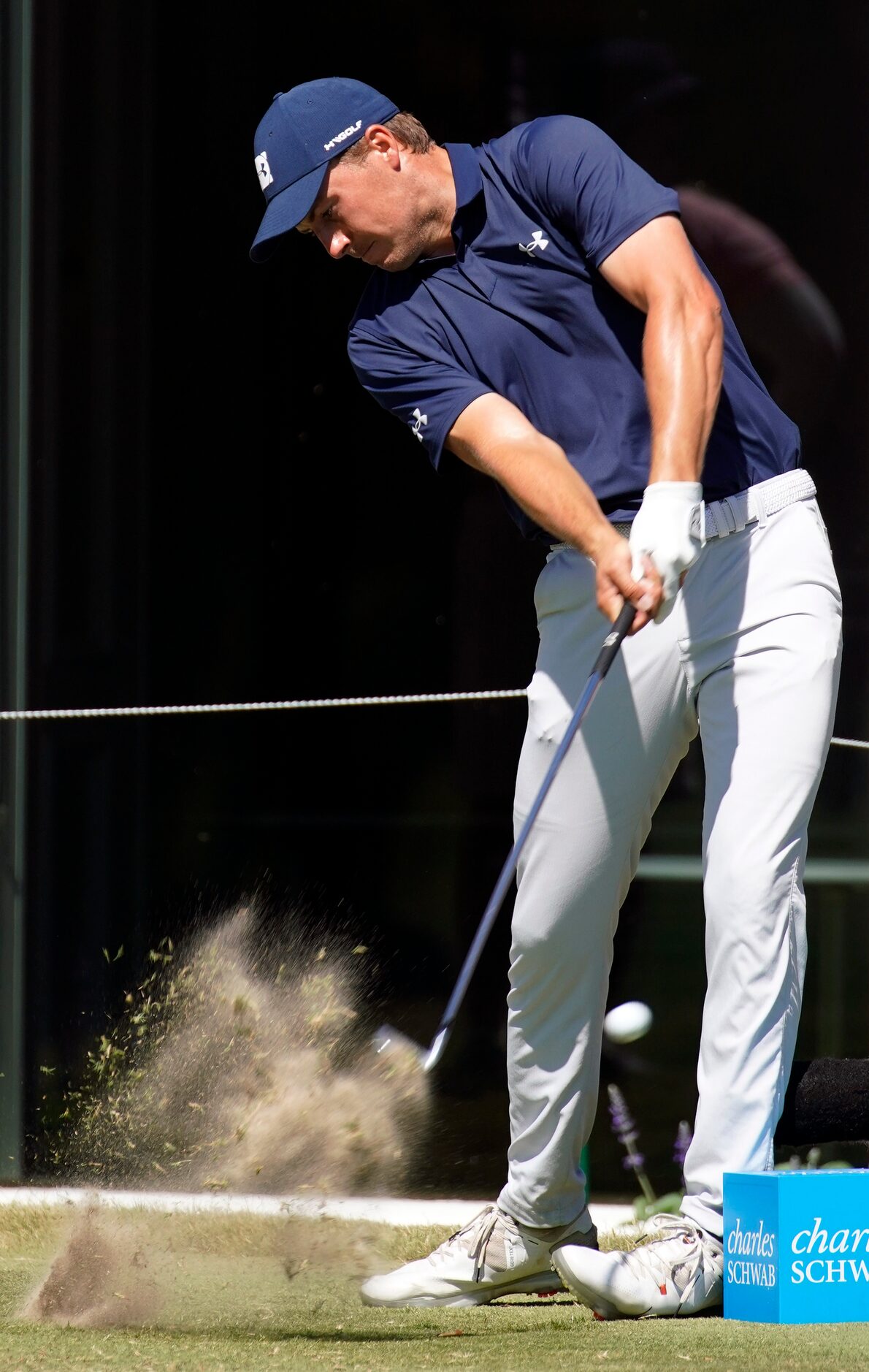 PGA Tour golfer Jordan Spieth tees off on No. 17 during the final round of the Charles...