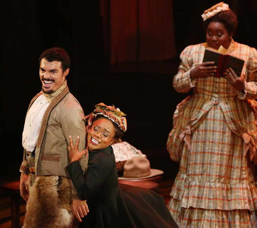Yurel Echezarreta (left), playing Diego, Kenita R. Miller (center), playing Miss...
