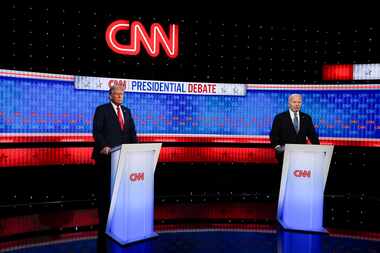 President Joe Biden, right, and Republican presidential candidate former President Donald...