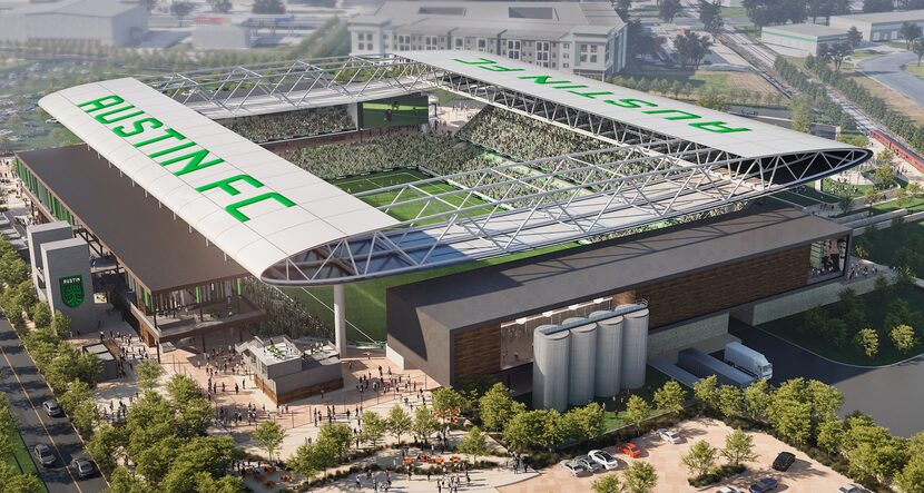 An illustration of the proposed stadium at McKalla Place in Austin.