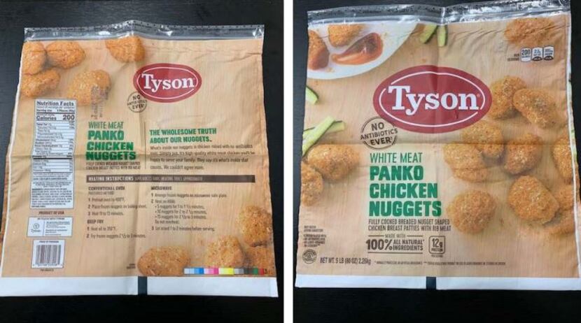 Here is what the packaging looks like on those recalled Tyson chicken nuggets.