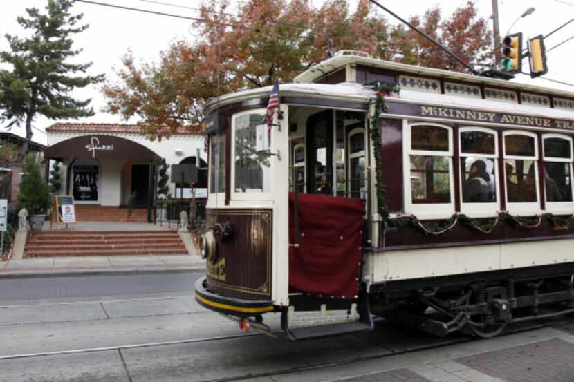 The McKinney Avenue Transit Authority’s restored vintage trolleys traverse the Uptown...