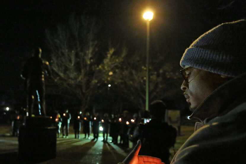 A candlelight vigil is held before Martin Luther King Jr. Day at the Martin Luther King Jr....