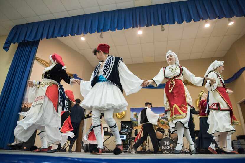 The St. Demetrios Greek Dancers perform Greek folk dances during the Fort Worth Greek...
