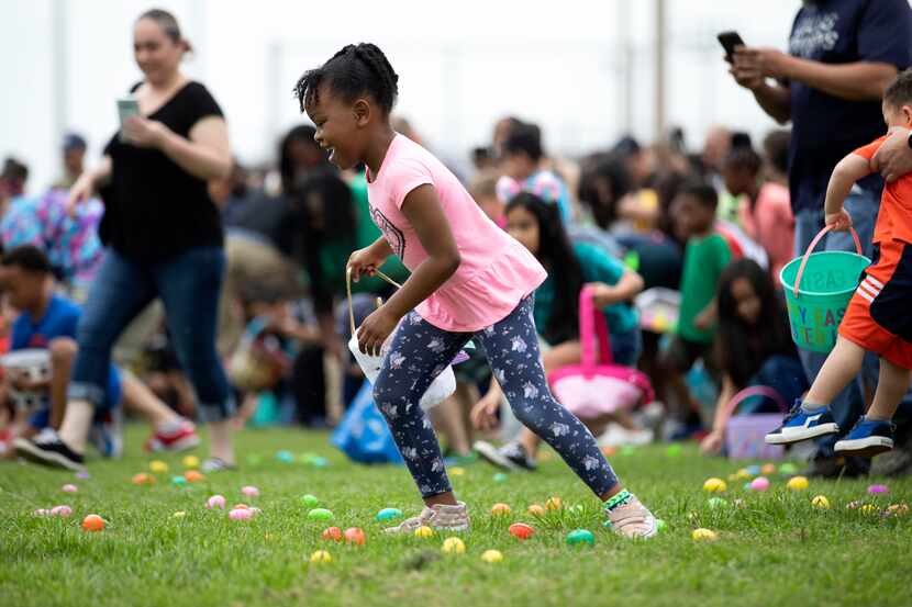 Korah Abram, 7, participates in the annual Cedar Hill Easter egg hunt.
